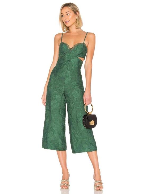 REVOLVE Pants - House of Harlow 1960 x REVOLVE Siena Jumpsuit Emerald Green Jacquard Lace XS